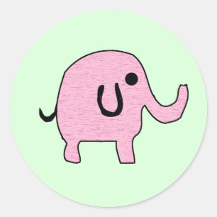 Redonda Pegatina del elefante rosado