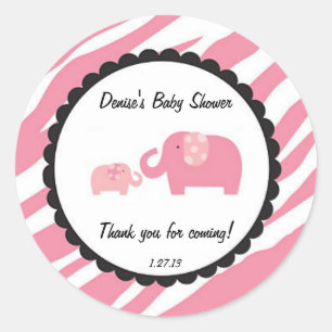 Redonda Pegatina del Elefante Safari Rosa