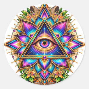 Redonda Pegatina del emblema del prisma de loto