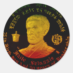 Redonda Pegatina del emperador Haile Selassie