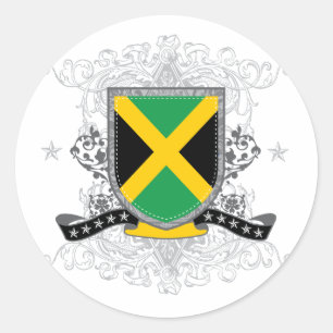 Redonda Pegatina del escudo 2 de Jamaica