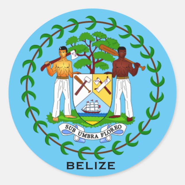 Redonda Pegatina del Escudo de Armas de Belice (Anverso)