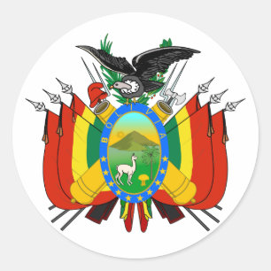 Redonda Pegatina del Escudo de Armas de Bolivia
