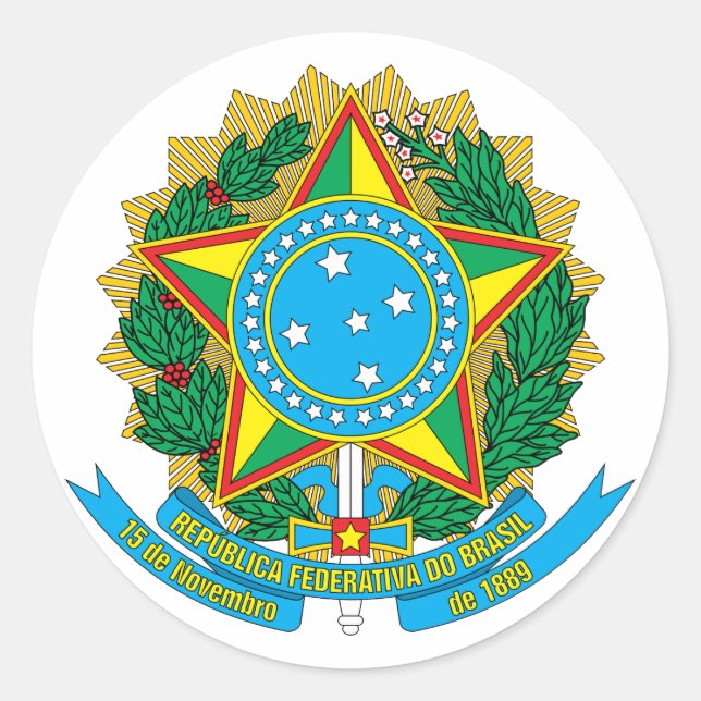 Redonda Pegatina del Escudo de Armas de Brasil (Anverso)
