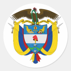 Redonda Pegatina del Escudo de Armas de Colombia