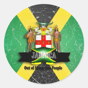 Redonda Pegatina del escudo de armas de Jamaica