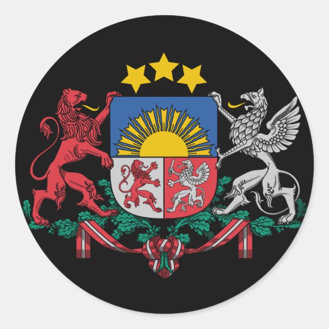 Redonda Pegatina del escudo de armas de Letonia (Anverso)