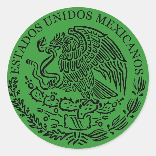 Redonda Pegatina del Escudo de Armas de México (Anverso)