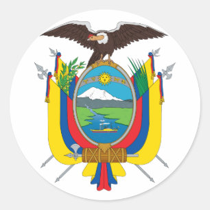 Redonda Pegatina del Escudo de Armas del Ecuador