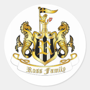 Redonda Pegatina del escudo de la familia (Ross)