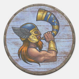 Redonda Pegatina del escudo de Viking - Heimdallr