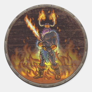 Redonda Pegatina del escudo de Viking - Surtr