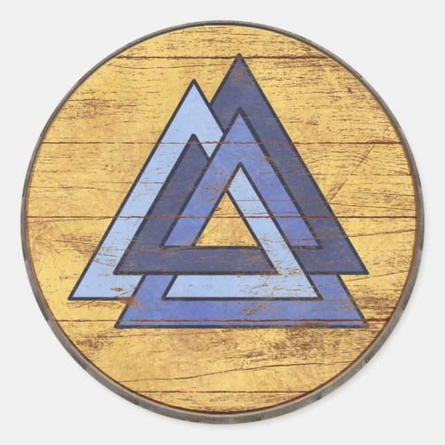 Redonda Pegatina del Escudo de Viking - Valknut (Anverso)