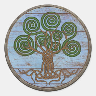Redonda Pegatina del Escudo Viking - Yggdrasil