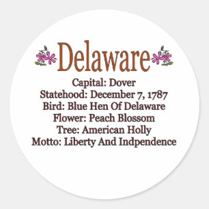 Redonda Pegatina del estado Info de Delaware