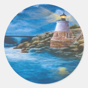 Redonda Pegatina del faro Castle Hill