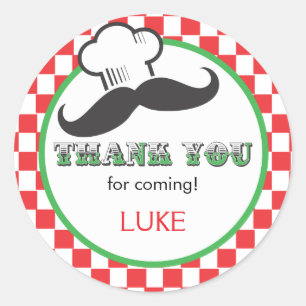 Redonda Pegatina del favor de fiesta de la pizza