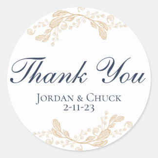 Redonda Pegatina del Favor de la Boda Botánica de Hoja de 
