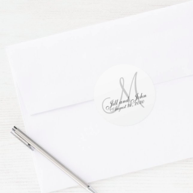 Redonda Pegatina del favor de la boda monograma (Subido por el creador)