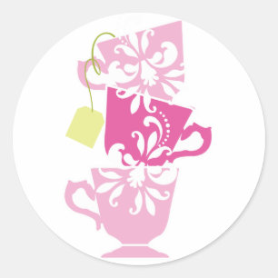 Redonda Pegatina del Favor de la Ducha Bridal - Té
