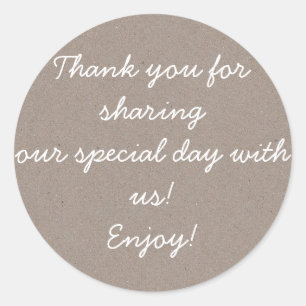 Redonda Pegatina del favor de la kraft y la boda blanca