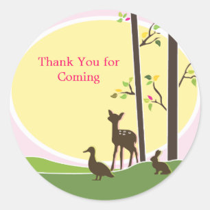 Redonda Pegatina del Favor del Bebé Woodland
