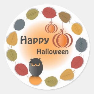 Redonda Pegatina del feliz Halloween
