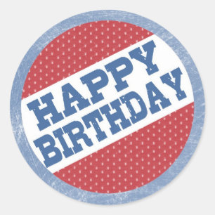 Redonda Pegatina del fiesta del hockey - feliz cumpleaños