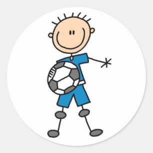 Redonda Pegatina del fútbol de los muchachos azules