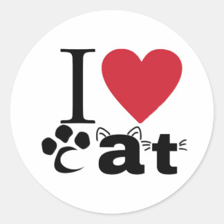 Redonda Pegatina del gato del corazón