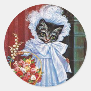 Redonda Pegatina del gato del vintage, Arturo Thiele