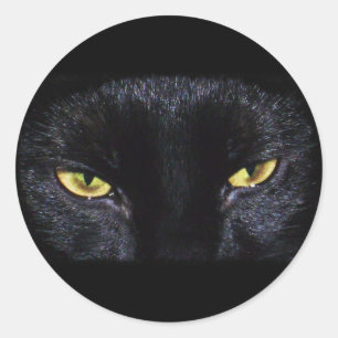 Redonda Pegatina del gato negro de Halloween