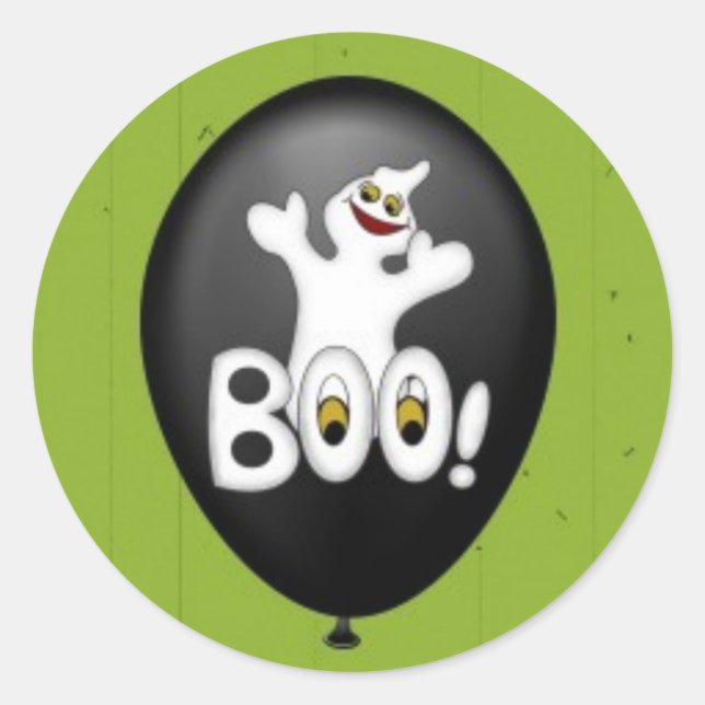 Redonda Pegatina del globo fantasma de Halloween (Anverso)