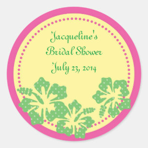 Redonda Pegatina del Hawaiian del hibisco