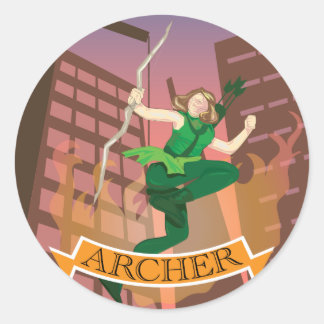 Redonda Pegatina del Ilustracion Archer