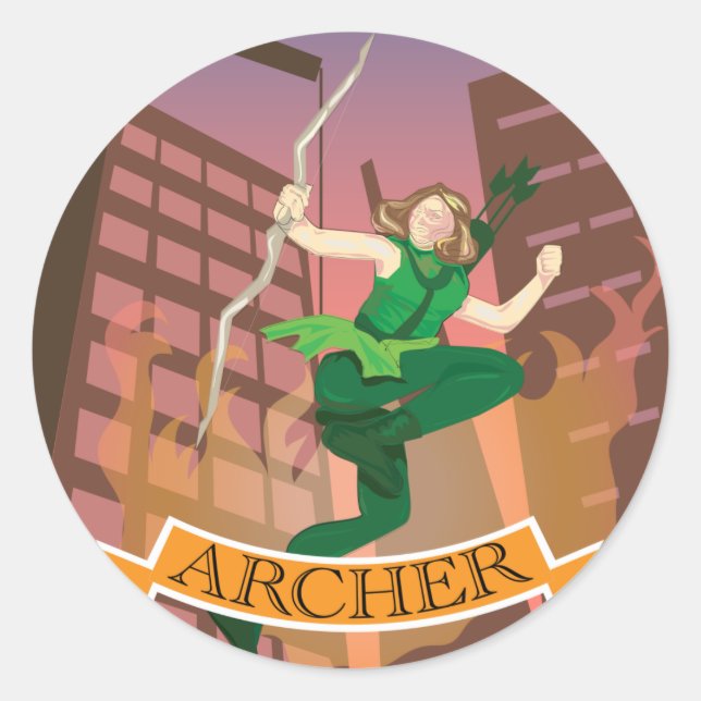 Redonda Pegatina del Ilustracion Archer (Anverso)
