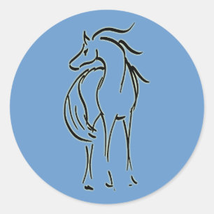 Redonda Pegatina del ilustracion del caballo
