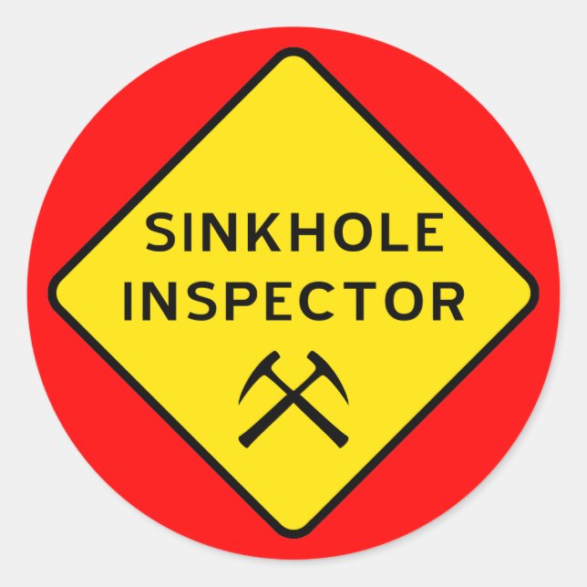 Redonda Pegatina del inspector de Sinkhole (Anverso)