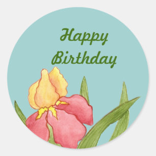 Redonda Pegatina del iris del cumpleaños