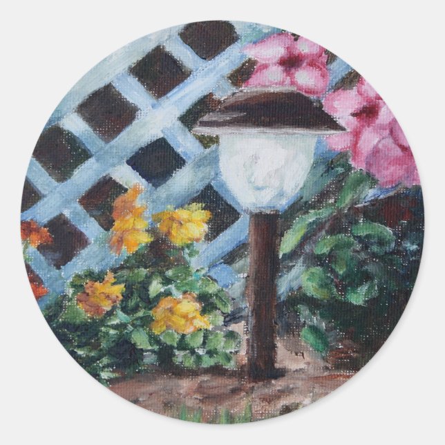 Redonda Pegatina del jardín de la noche (Anverso)