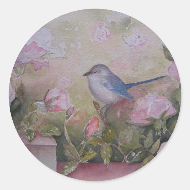 Redonda Pegatina del Jardín de primavera (Anverso)
