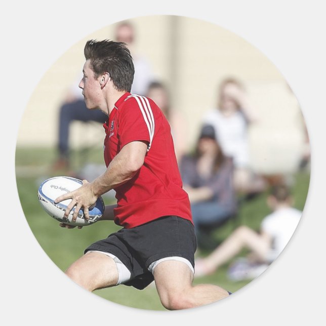 Redonda Pegatina del jugador de rugby (Anverso)