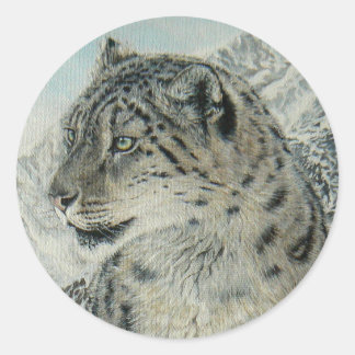 Redonda Pegatina del Leopardo de la Nieve King