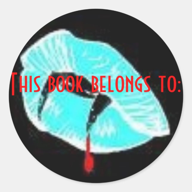 Redonda Pegatina del libro de colmillos de vampiros (Anverso)