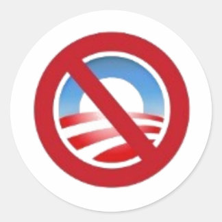 Redonda Pegatina del logo contra obama