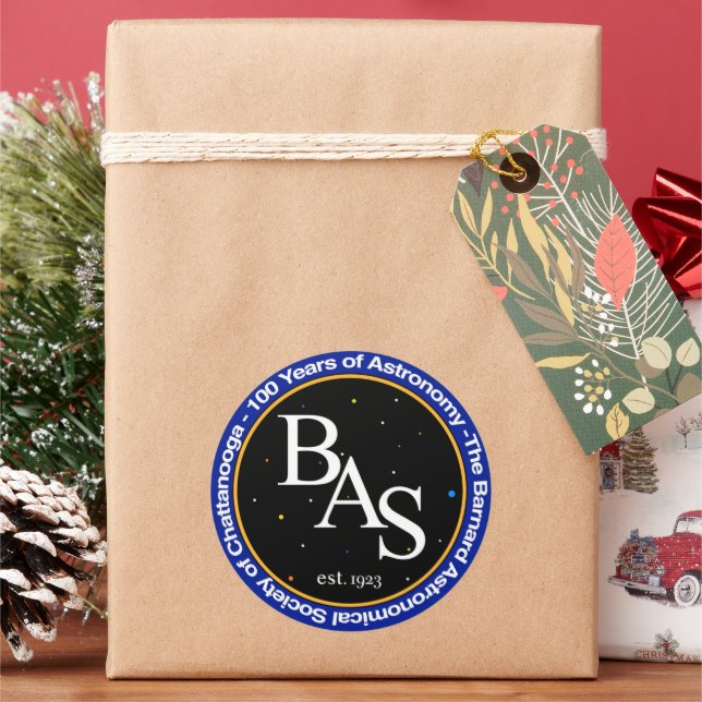 Redonda Pegatina del logotipo de BAS 100 años (Vacaciones)