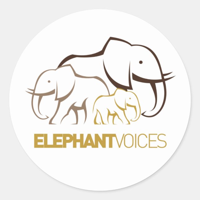 Redonda Pegatina del logotipo de ElephantVoices (Anverso)