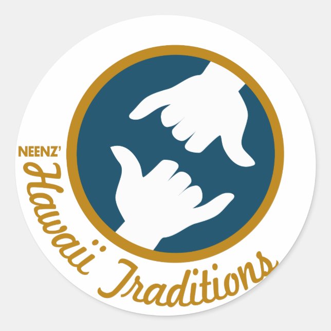 Redonda Pegatina del logotipo de las tradiciones hawaianas (Anverso)