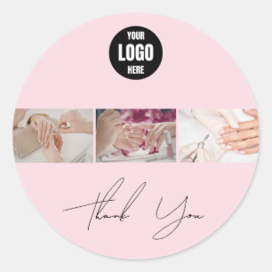 Redonda Pegatina del logotipo de tecnología de uñas en bla