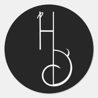 Redonda Pegatina del logotipo HD en blanco y negro dividid